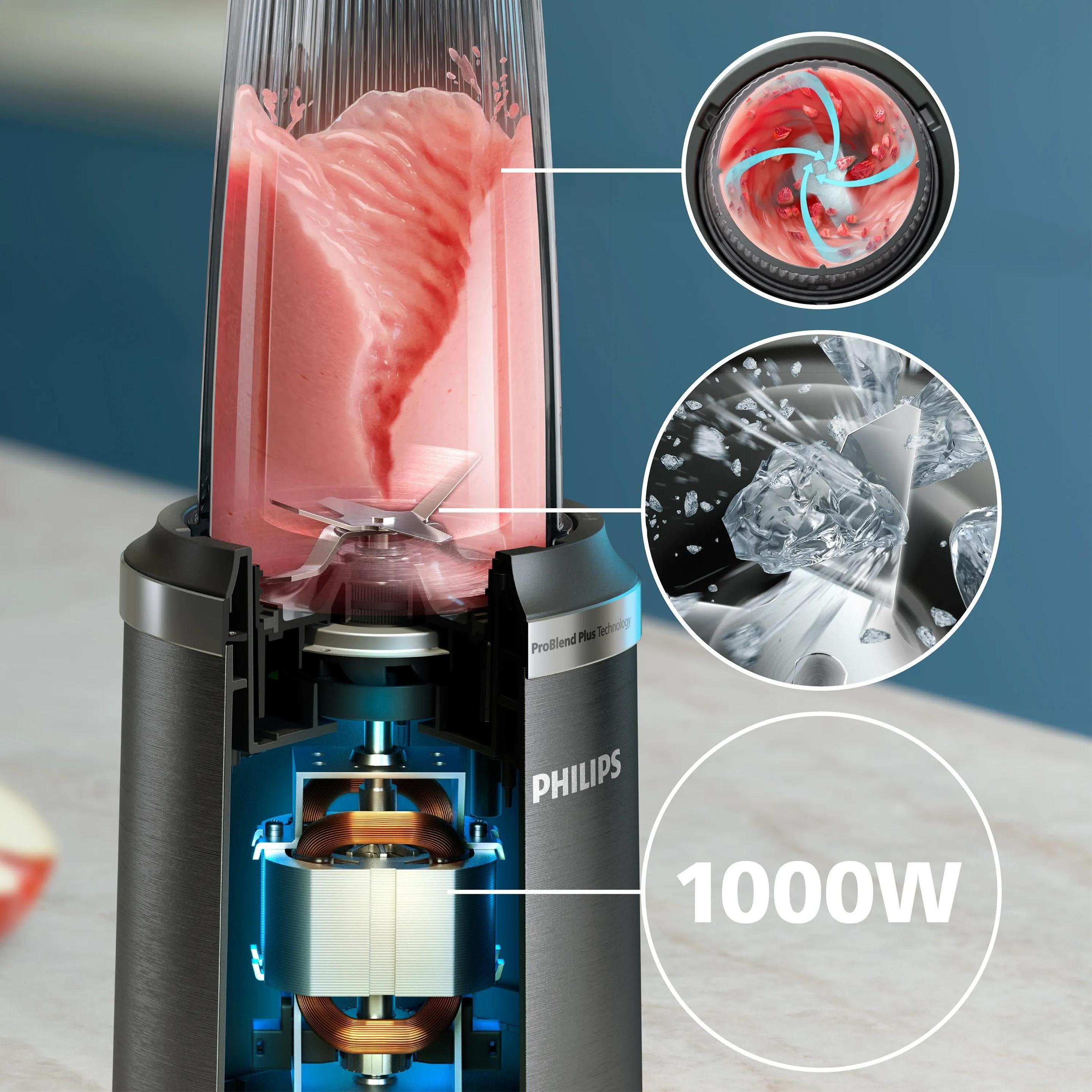 Liquidificadora PHILIPS 5000 Series HR2766/00 (Liquidificador - 1000 W - 21000 RPM - Preto e Aço Inoxidável) — miniatura 2