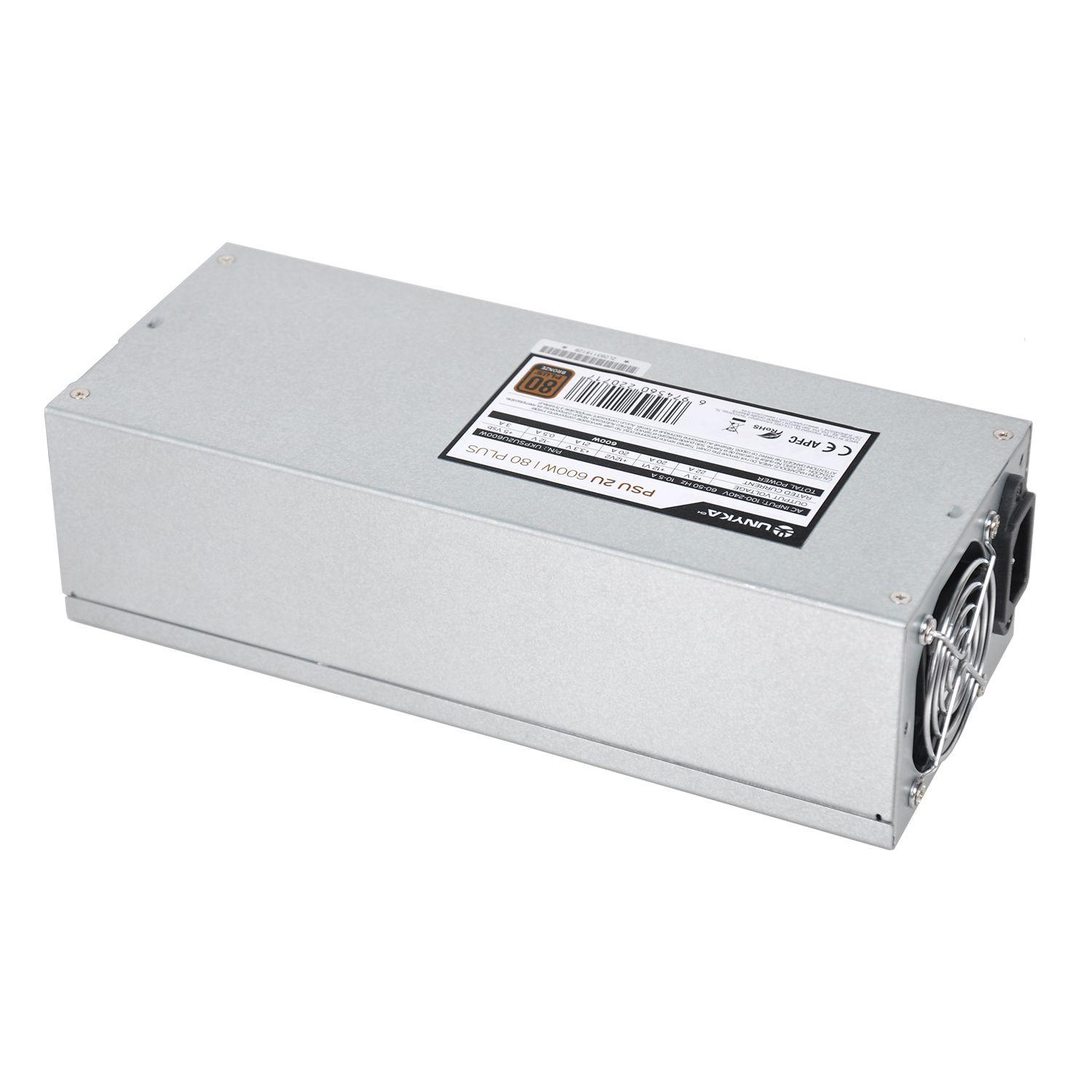 Fonte de Alimentação Flex ATX 2U UNYKACH UKPSU2U600W (2U - 600 W - 80 PLUS Bronze - Prateado), miniatura 3