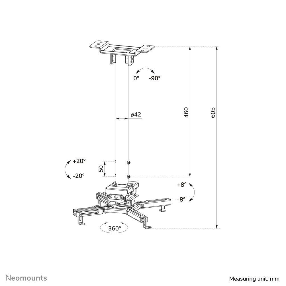 Suporte de Teto para Projetor NEOMOUNTS CL25-540BL1 (Preto), miniatura 12