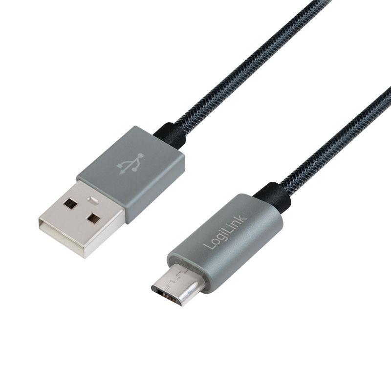Cabo USB LOGILINK CU0132 (1 m - USB A - Micro-USB A - Cinzento), miniatura 5
