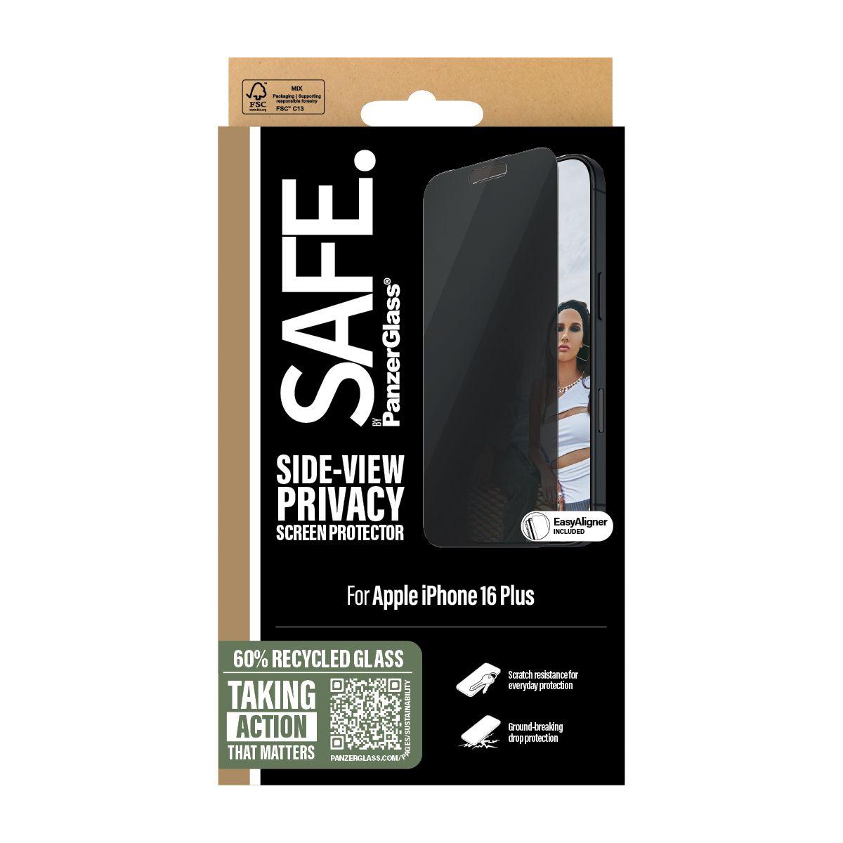 Película de Proteção de Ecrã PANZERGLASS SAFE Privacy iPhone 16 Plus UWF (Apple - Transparente) — miniatura 3