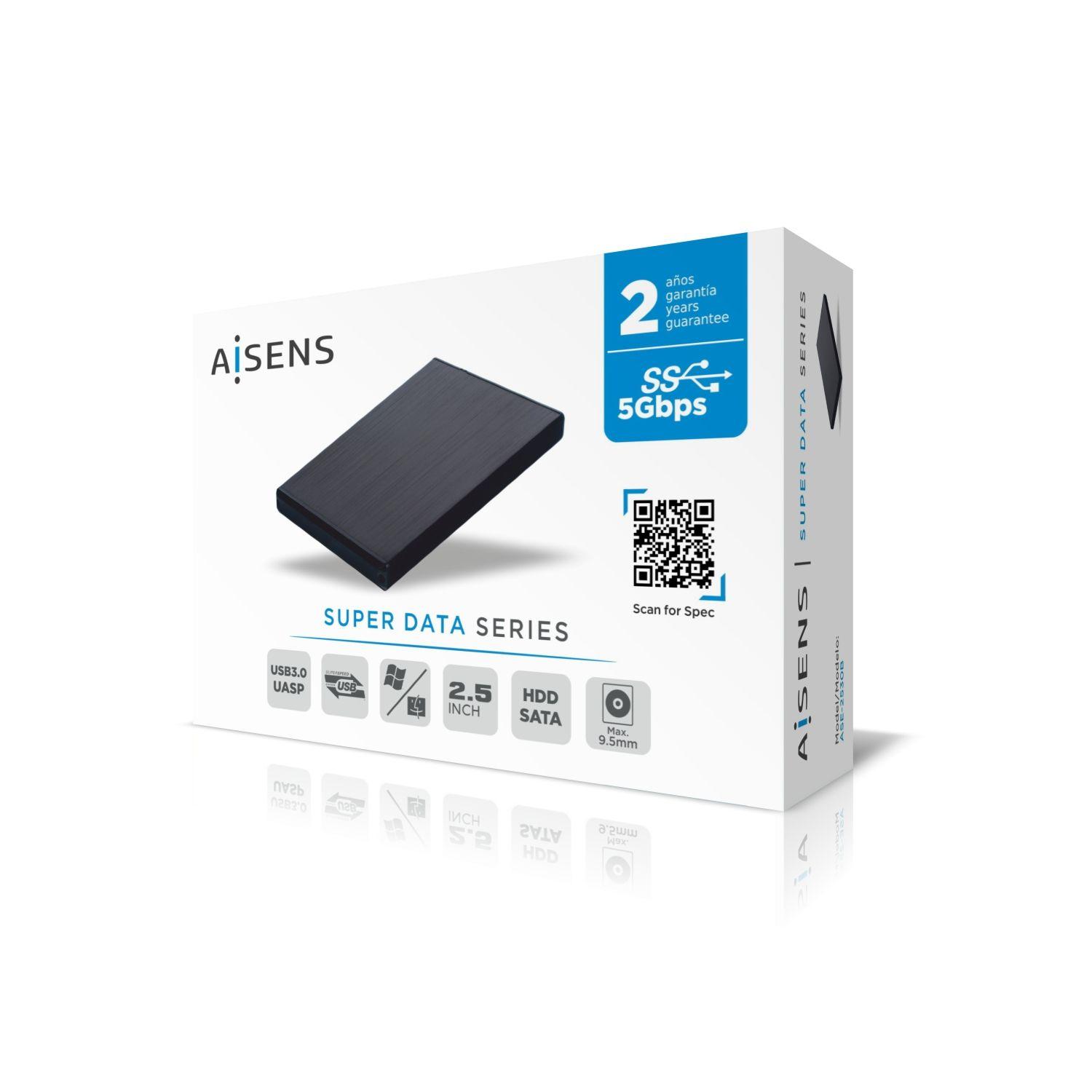 Caixa Externa para Disco AISENS ASE-2530B (2 TB - 2,5" - 4200 RPM, 5400 RPM, 7200 RPM - Preto) — miniatura 3