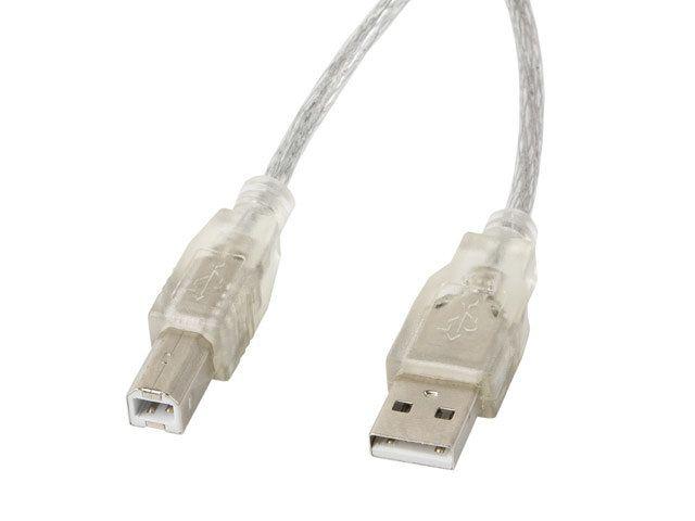 Cabo USB 2.0 LANBERG CA-USBA-12CC-0050-TR (5 m - USB B - USB A - Transparente)