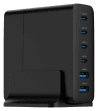 Carregador USB GaN GEMBIRD TA-UC-2A4C-PD75-01-BK (75 W - 25 W - Quick Charge 3.0 - Preto)