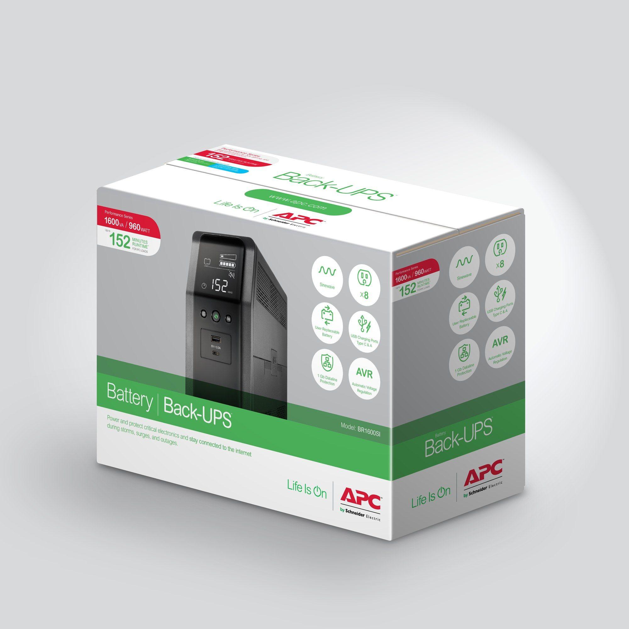 UPS APC BR1600SI (2 USB 2.0 - C14 - Preto), miniatura 8