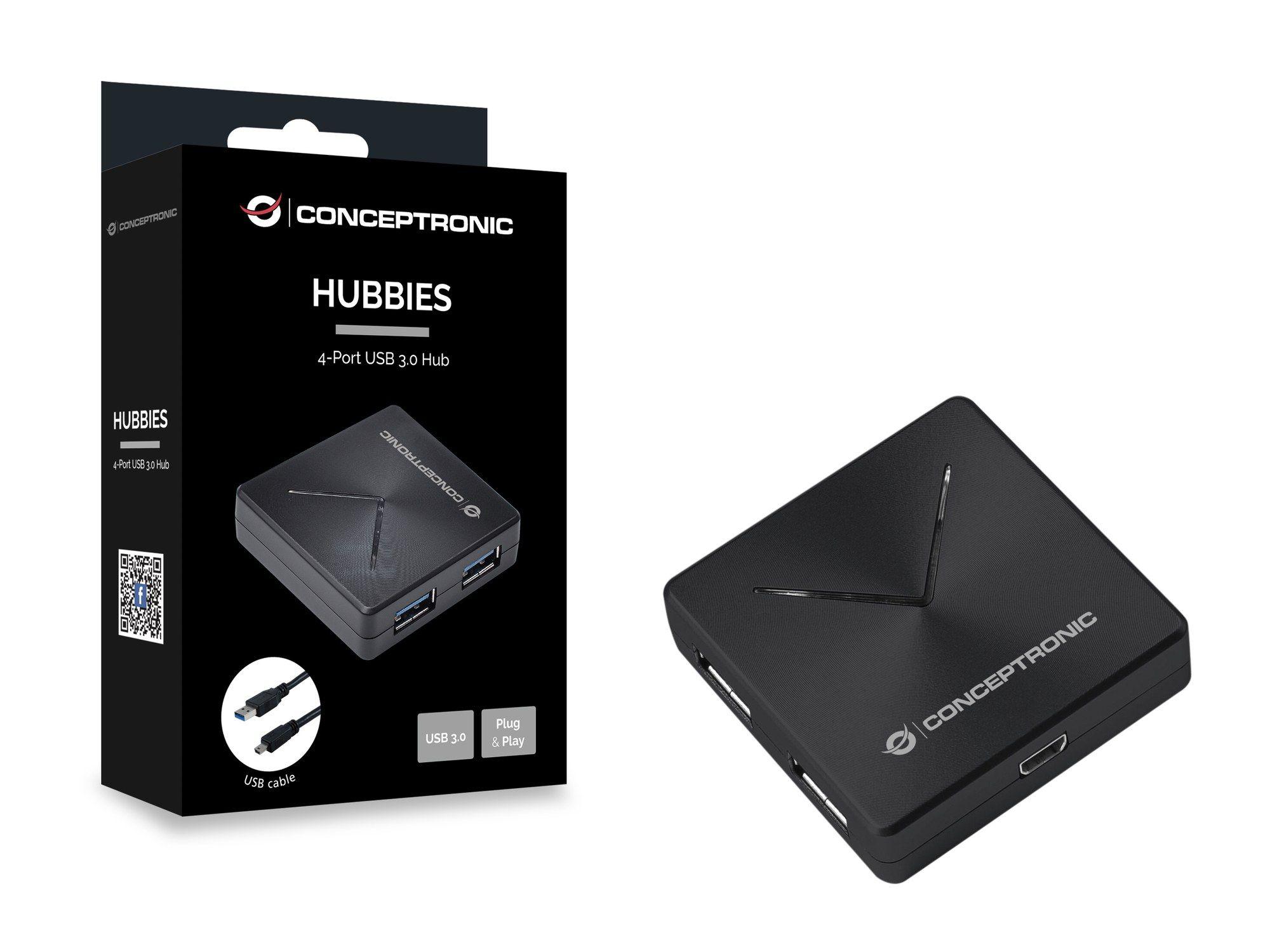 Hub USB CONCEPTRONIC HUBBIES02B (0,4 m - USB 3.2 Gen 1 Mini-B - USB 3.2 Gen 1 Type-A - Preto) — miniatura 4
