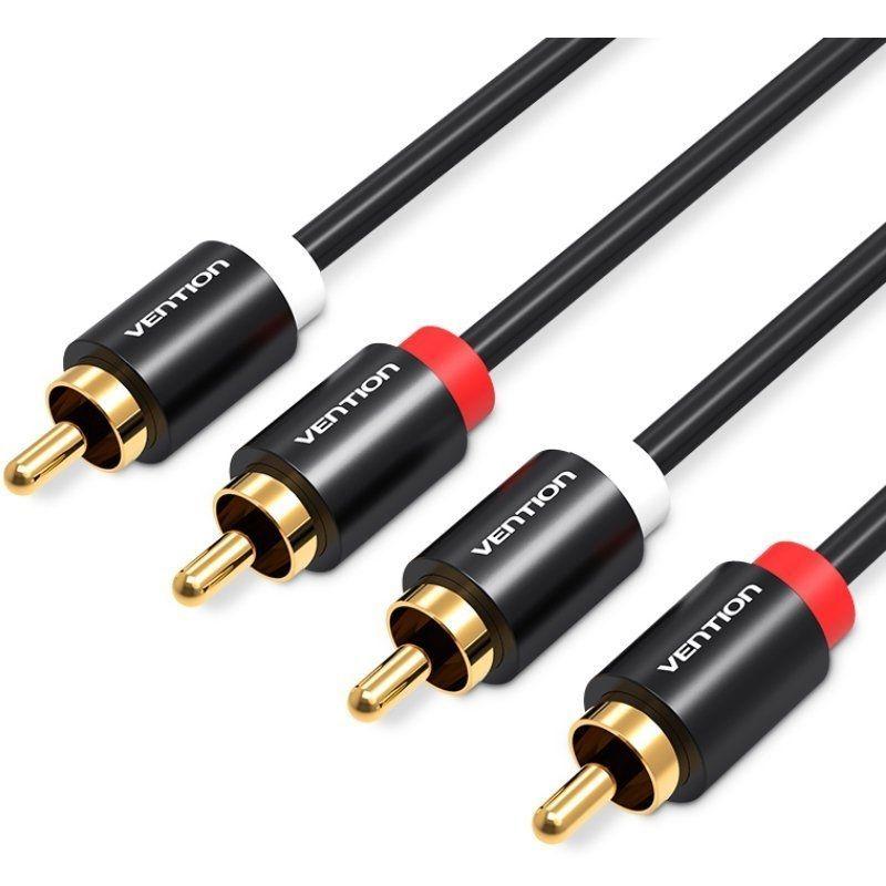 Cabo de Áudio Estéreo VENTION VAB-R06-B200 (2x RCA Macho - 2 m - Preto)