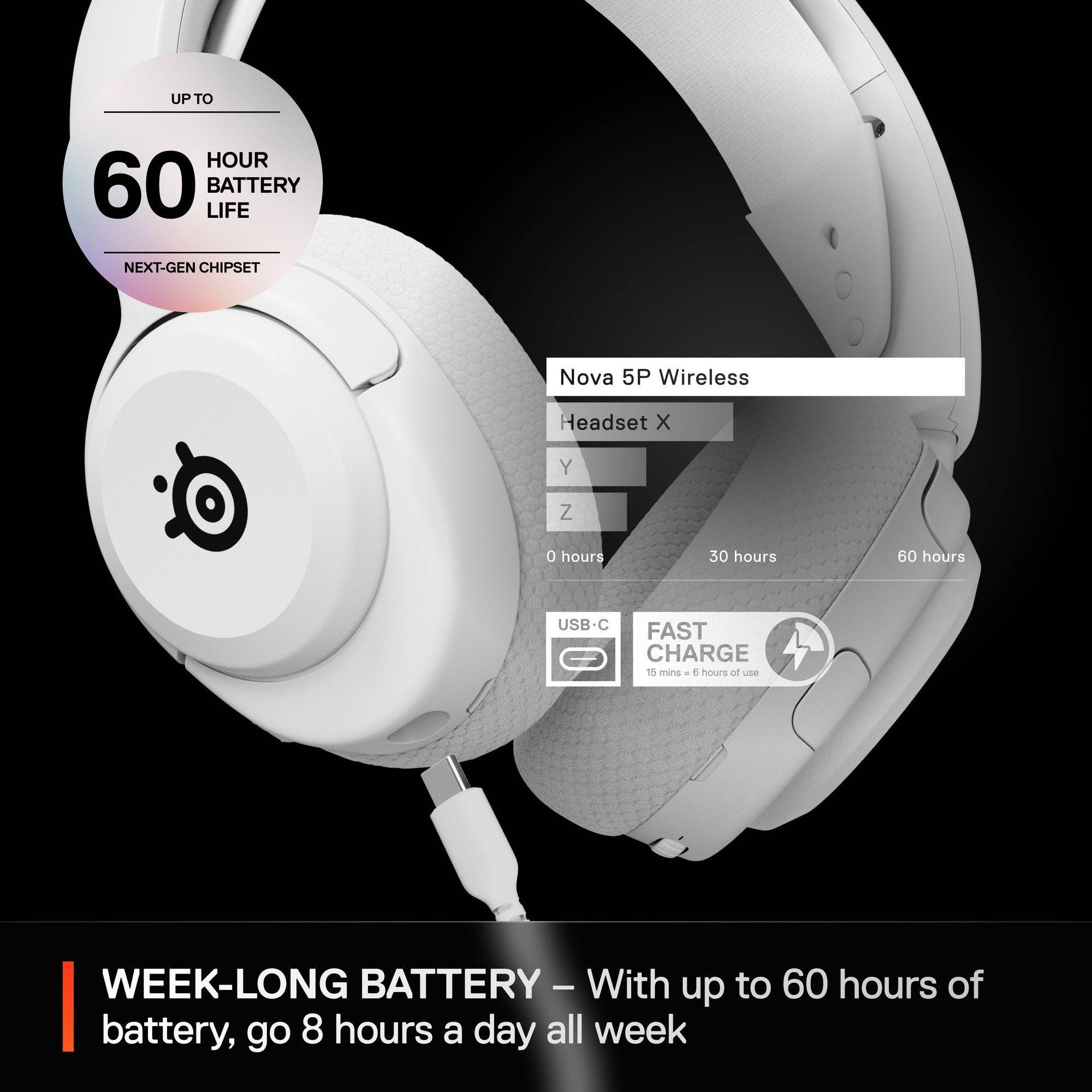 Headset Gaming STEELSERIES Arctis Nova 5P Wireless (Binaural - Com fios e sem fios - Circum-aural - Branco) — miniatura 6