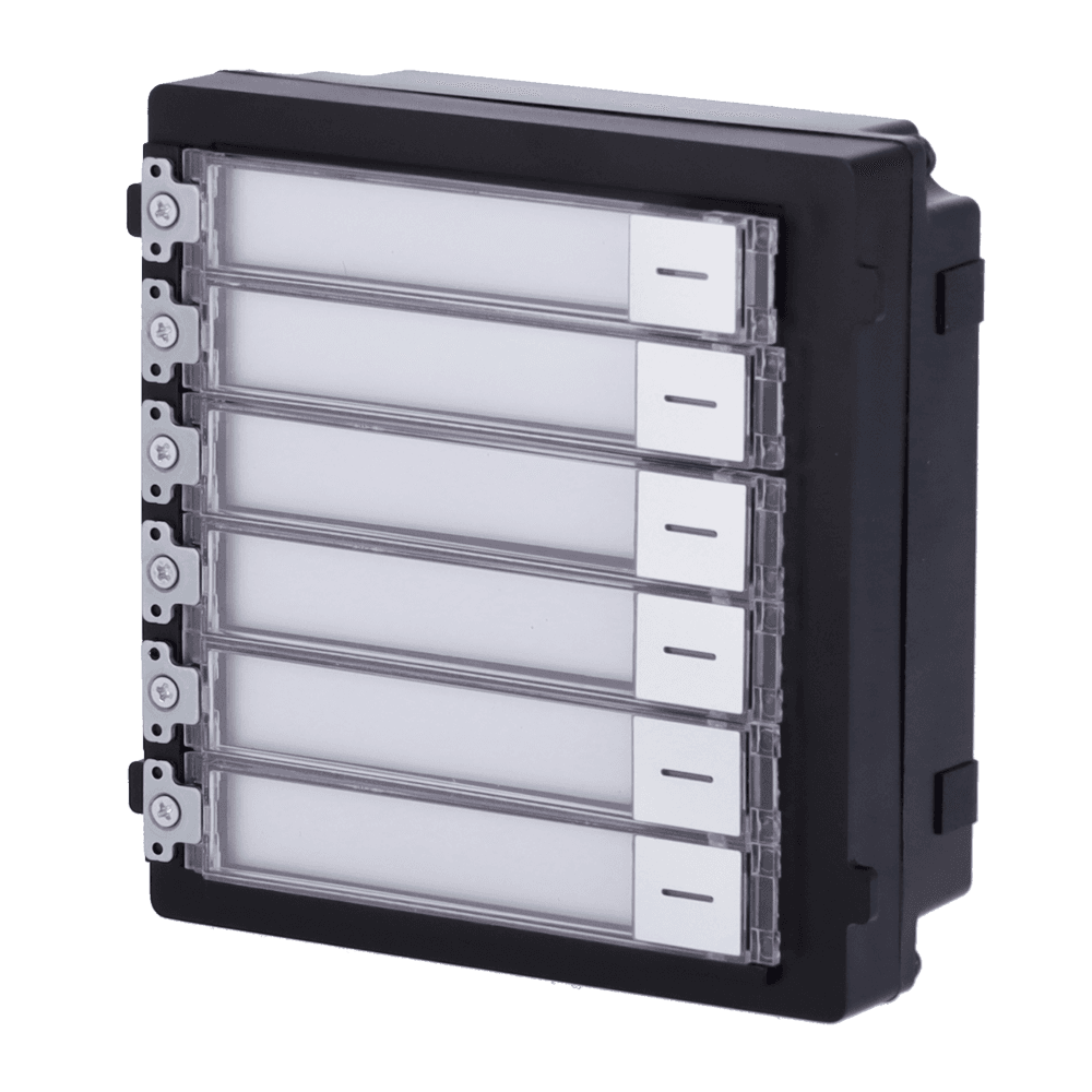 Módulo de Extensão para Videoporteiro HIKVISION DS-KD-KK (6 Botões - IP65 - Preto, Cinzento e Branco)
