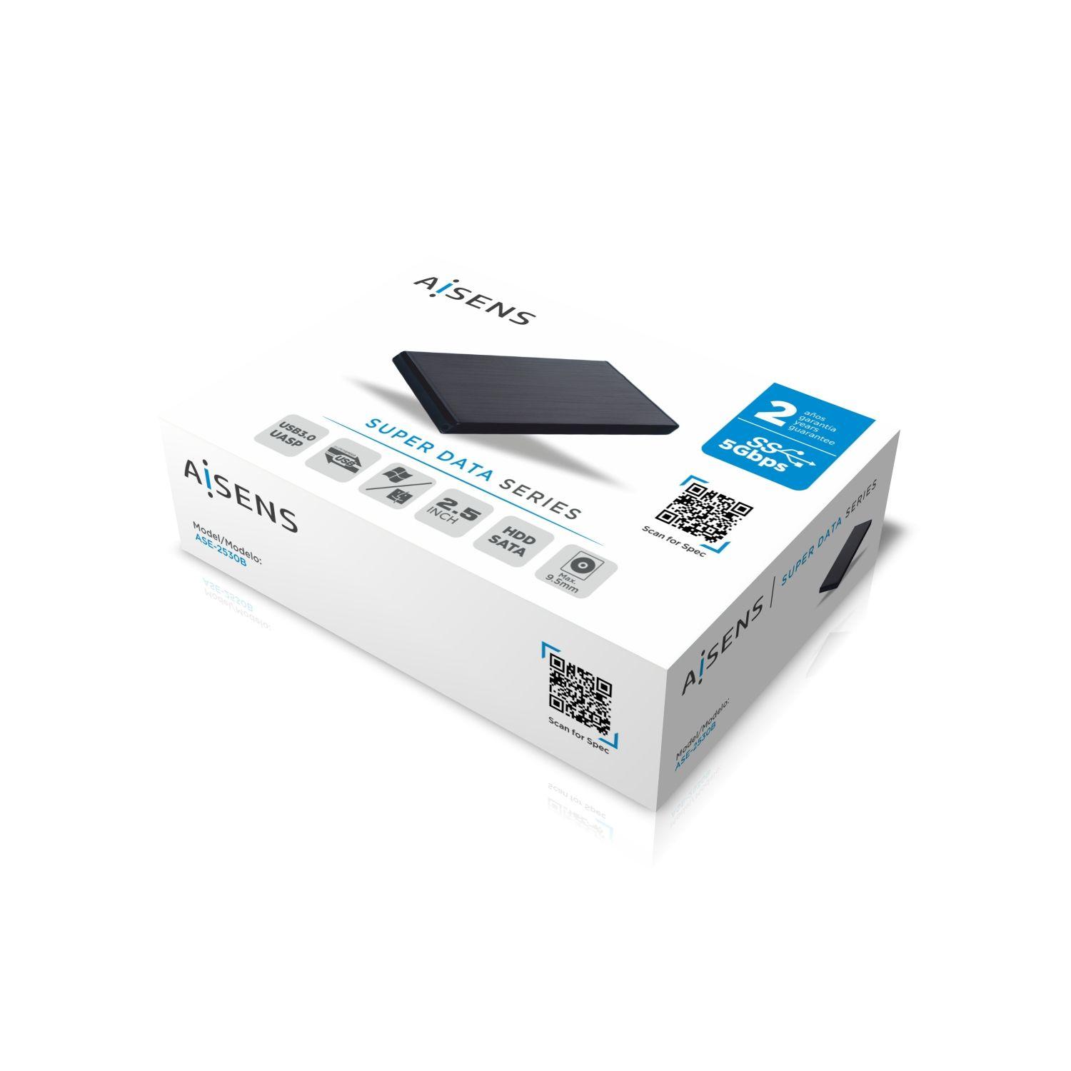 Caixa Externa para Disco AISENS ASE-2530B (2 TB - 2,5" - 4200 RPM, 5400 RPM, 7200 RPM - Preto) — miniatura 4