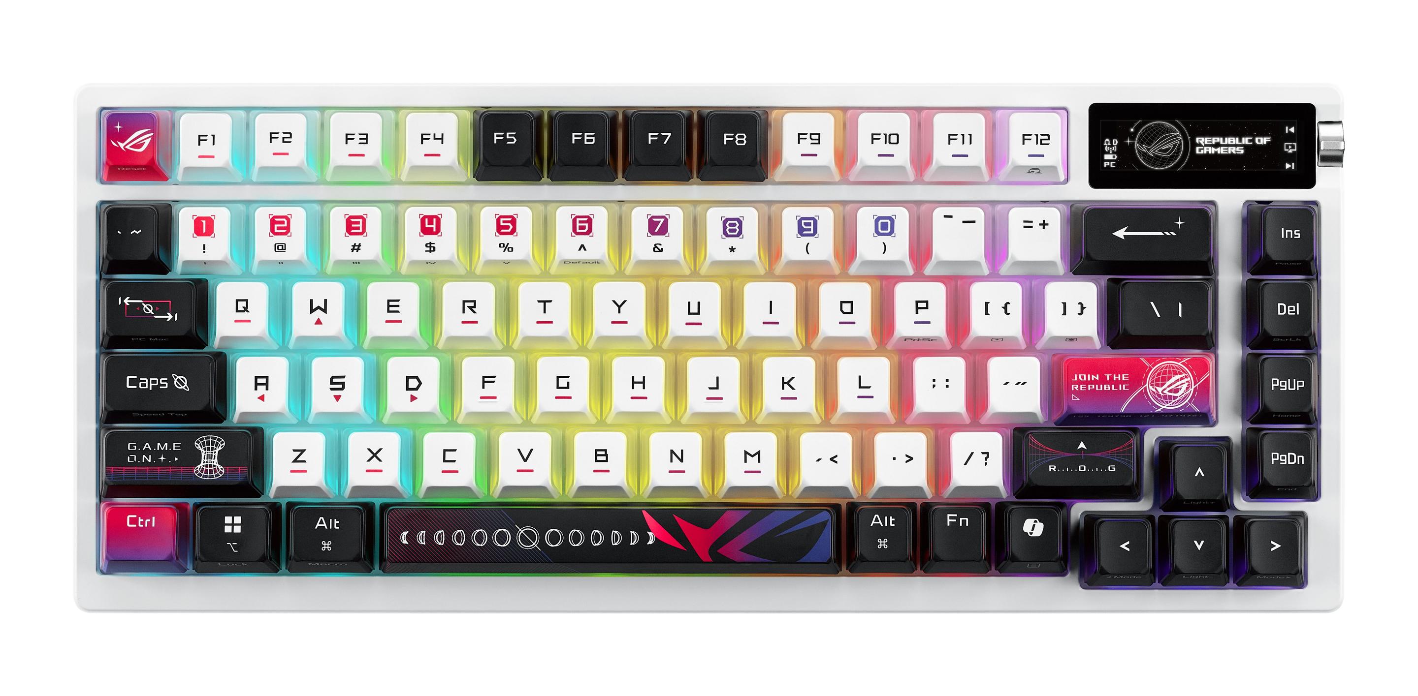 Teclado ASUS ROG Azoth X (Suíço - Interruptor de chave mecânico - 75% - Preto, Branco)