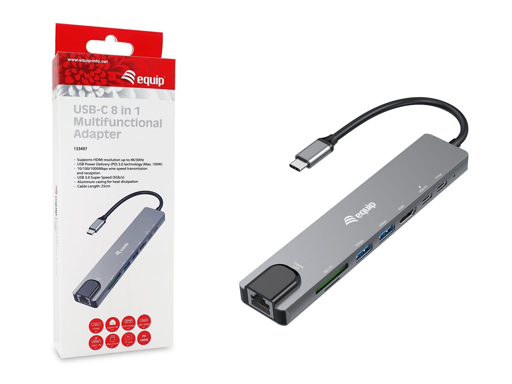 Base de Ligação e Replicador de Portas EQUIP 133497 (0,25 m - USB Type-C - Preto/Cinzento) — miniatura 8