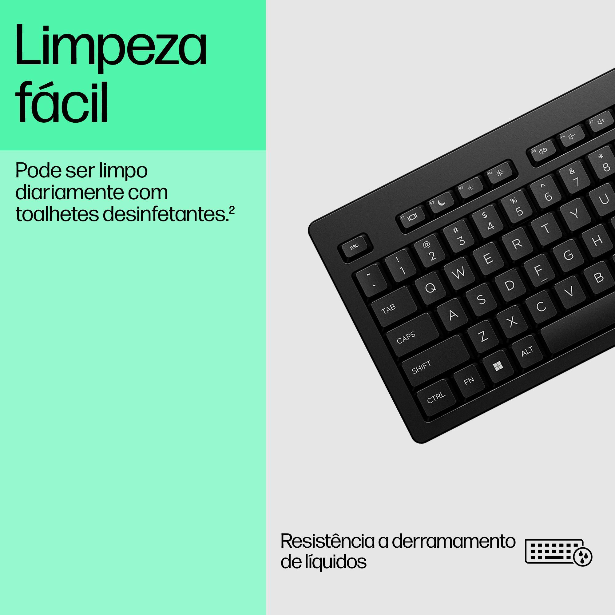 Teclado HP 125 G2 (Plunger key switch - Tamanho completo - USB - Preto) — miniatura 5