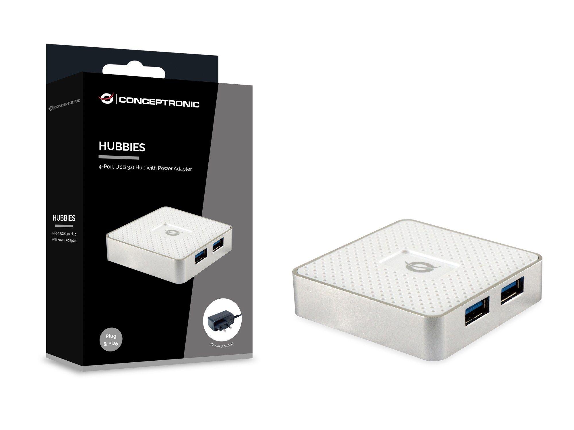 Hub USB 3.0 CONCEPTRONIC HUBBIES03W (0,55 m - USB 3.2 Gen 1 Tipo A - USB 3.2 Gen 1 Micro-B - Branco), miniatura 2