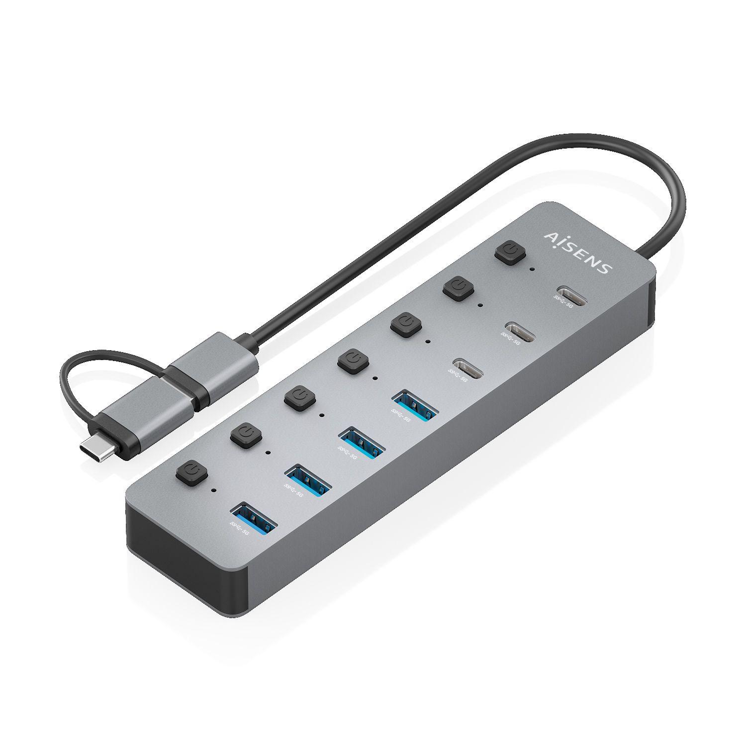 Hub USB AISENS ASUC-8P043-GR (0,3 m - Cinzento), miniatura 2