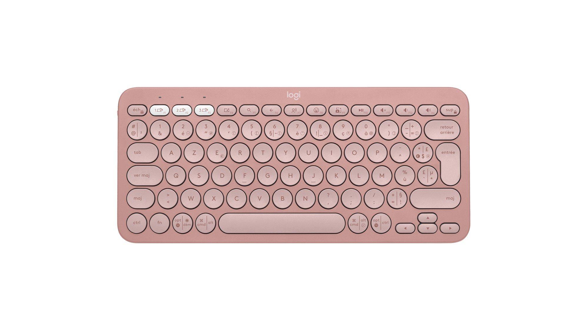 Teclado LOGITECH Pebble Keys 2 K380s (Francês - Teclas tesoura - Mini - Rosa)