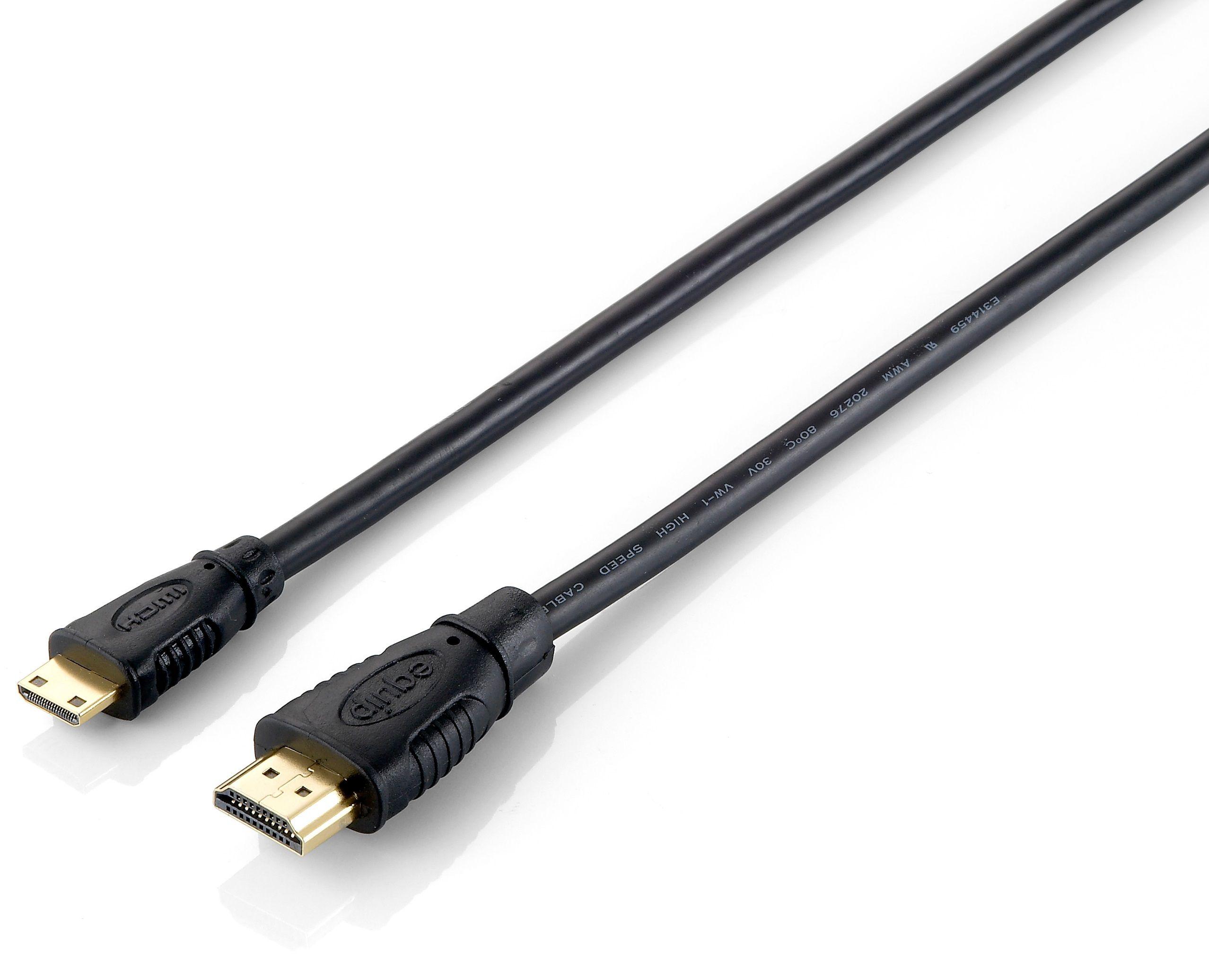 Cabo HDMI para Mini HDMI EQUIP 119307 (2 m - HDMI Type C - HDMI Type A - Preto)