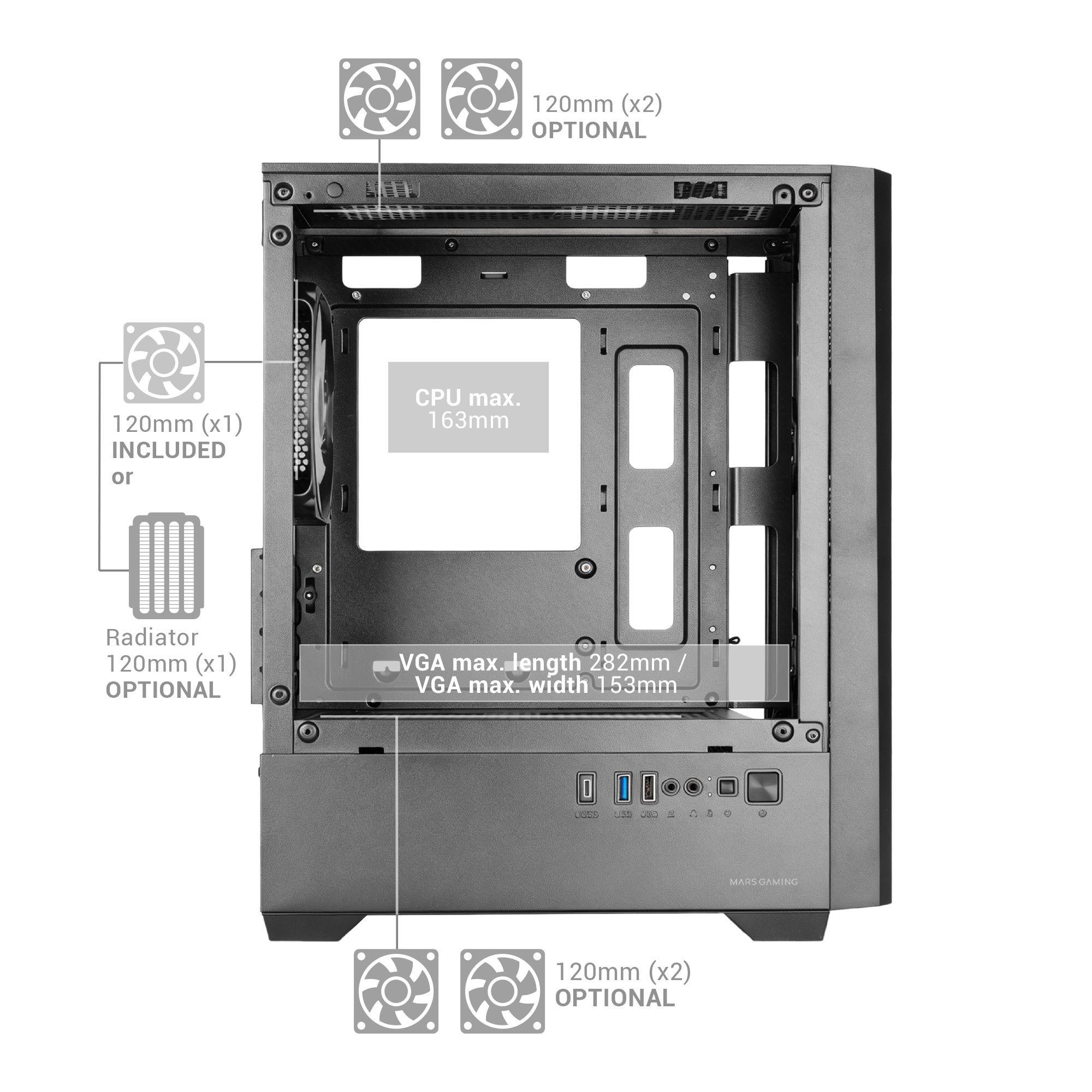 Caixa PC MARS GAMING MC-VECTOR (Micro ATX, Mini-ITX - Mini Tower - ARGB - Preto) — miniatura 8