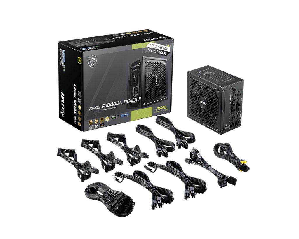 Fonte de Alimentação MSI MAG A1000GL PCIE5 II (ATX - 1000 W - 80 PLUS Gold - Preto), miniatura 4
