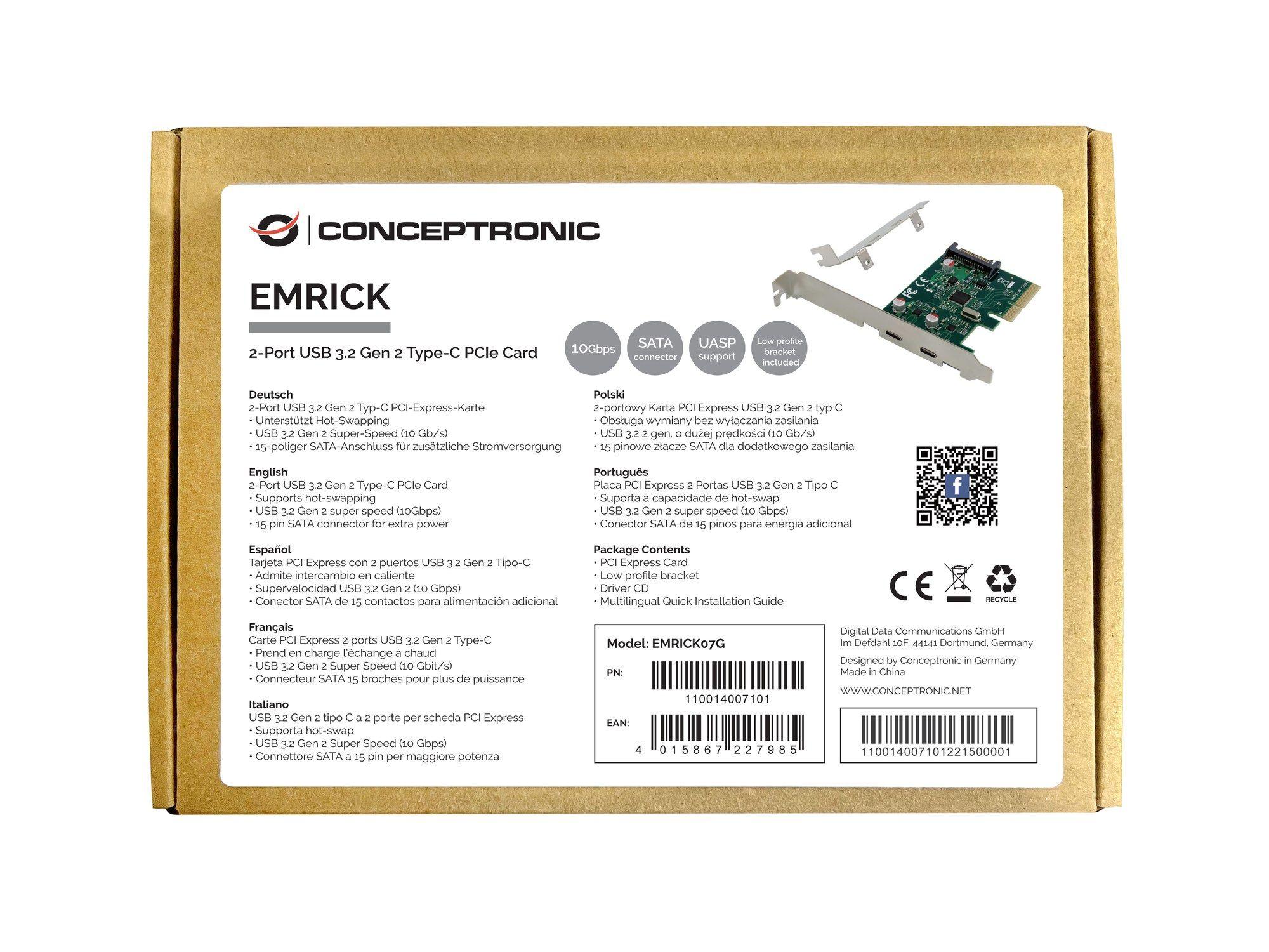Placa Controladora PCIe CONCEPTRONIC EMRICK07G (ASM1142 - Prateado) — miniatura 2
