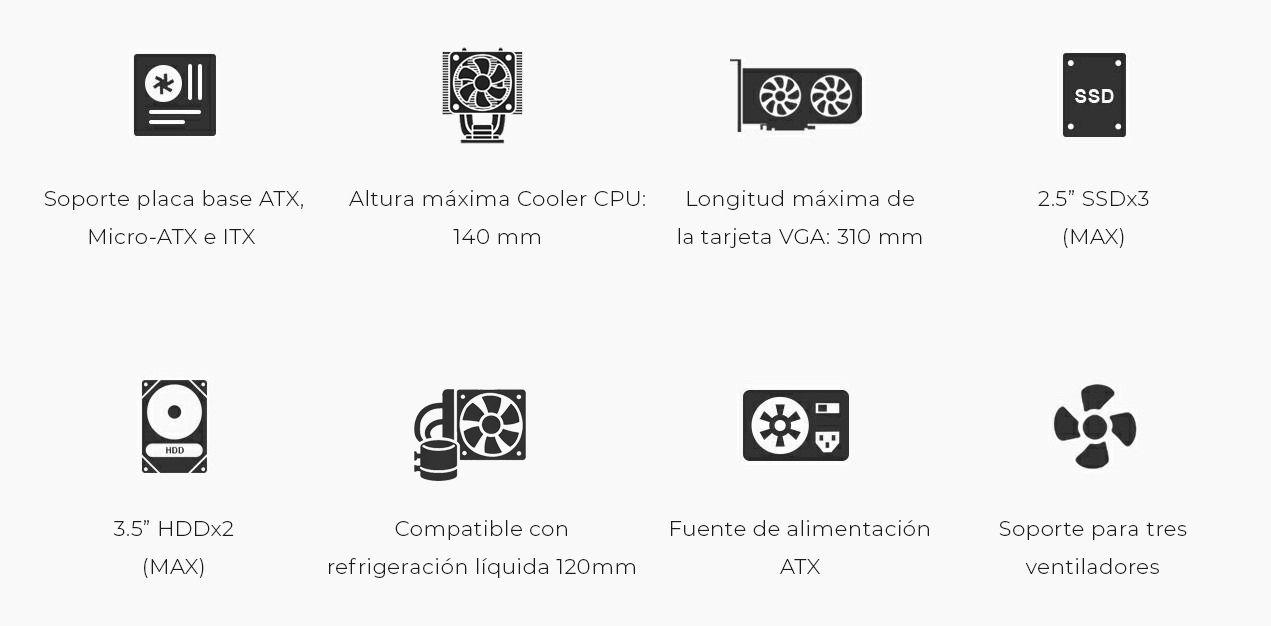 Caixa de Computador COOLBOX A780 (ATX, Micro ATX, Mini-ITX - 650 W - Midi Tower - Preto) — miniatura 5
