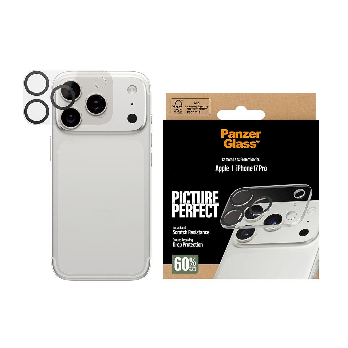 Protetor de Lentes de Câmara PANZERGLASS PicturePerfect iPhone 17 Pro (Apple iPhone 17 Pro - Apple - Vidro temperado, Silicone - Transparente) — miniatura 2