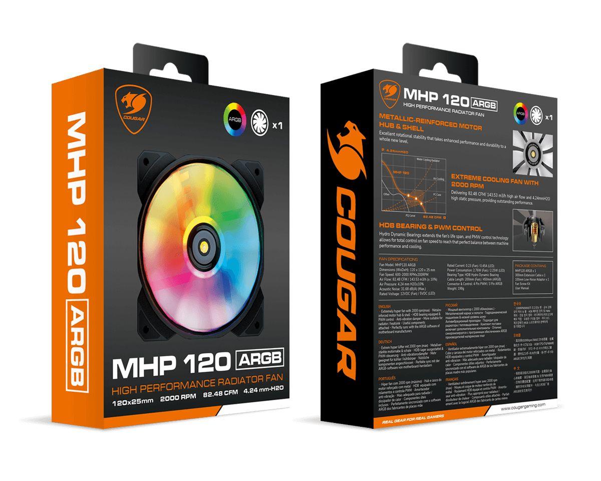 Ventoinha para Caixa de Computador COUGAR MHP 120 ARGB (Metal - Preto e branco), miniatura 7