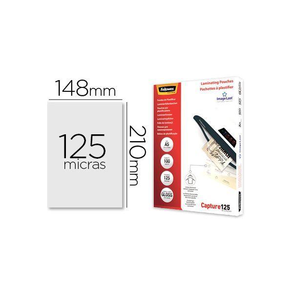 Pack de 100 Fundas de Plastificação FELLOWES 5307302 (Plástico - Transparente), miniatura 2