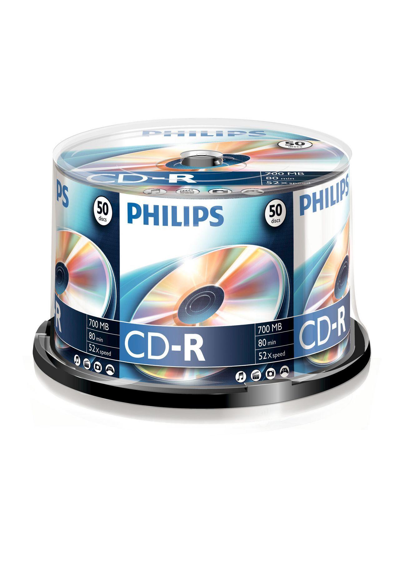 Discos CD-R PHILIPS CR7D5NB50/00 (50 unidades - 700 MB - 80 min - 52x)