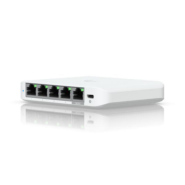 Switch Gerido UBIQUITI USW-FLEX-2.5G-5 (2.5GBASE-T - 100/1000/2500 Mbps - 25 Gbit/s - Branco) — miniatura 2