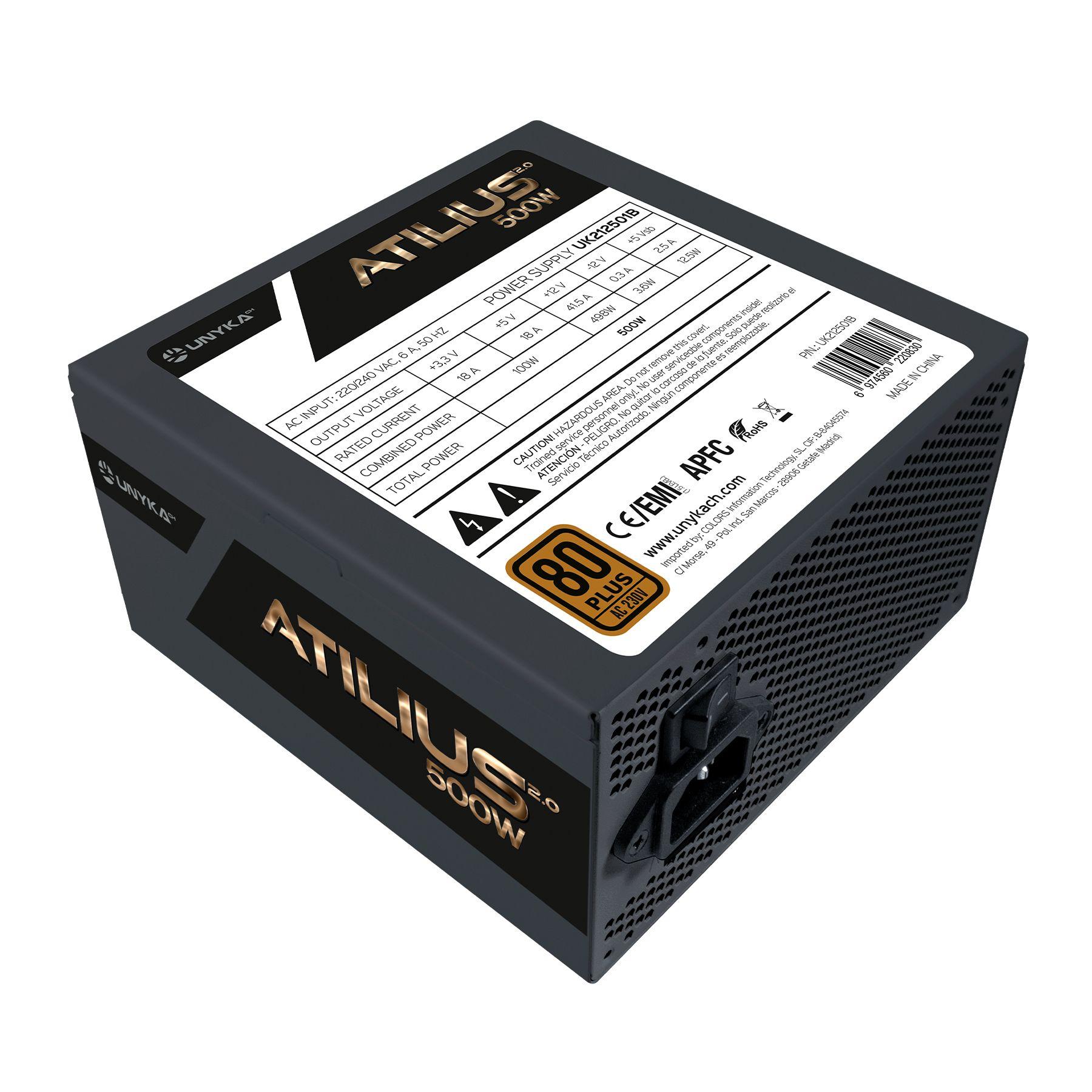 Fonte de Alimentação UNYKACH Atilius 2.0 (ATX - 500 W - Caixa - Preto), miniatura 2