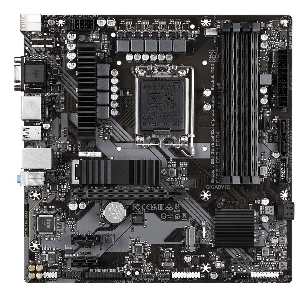 Motherboard GIGABYTE B760M DS3H DDR4 (LGA 1700 - micro ATX - Duplo canal - Castanho), miniatura 3