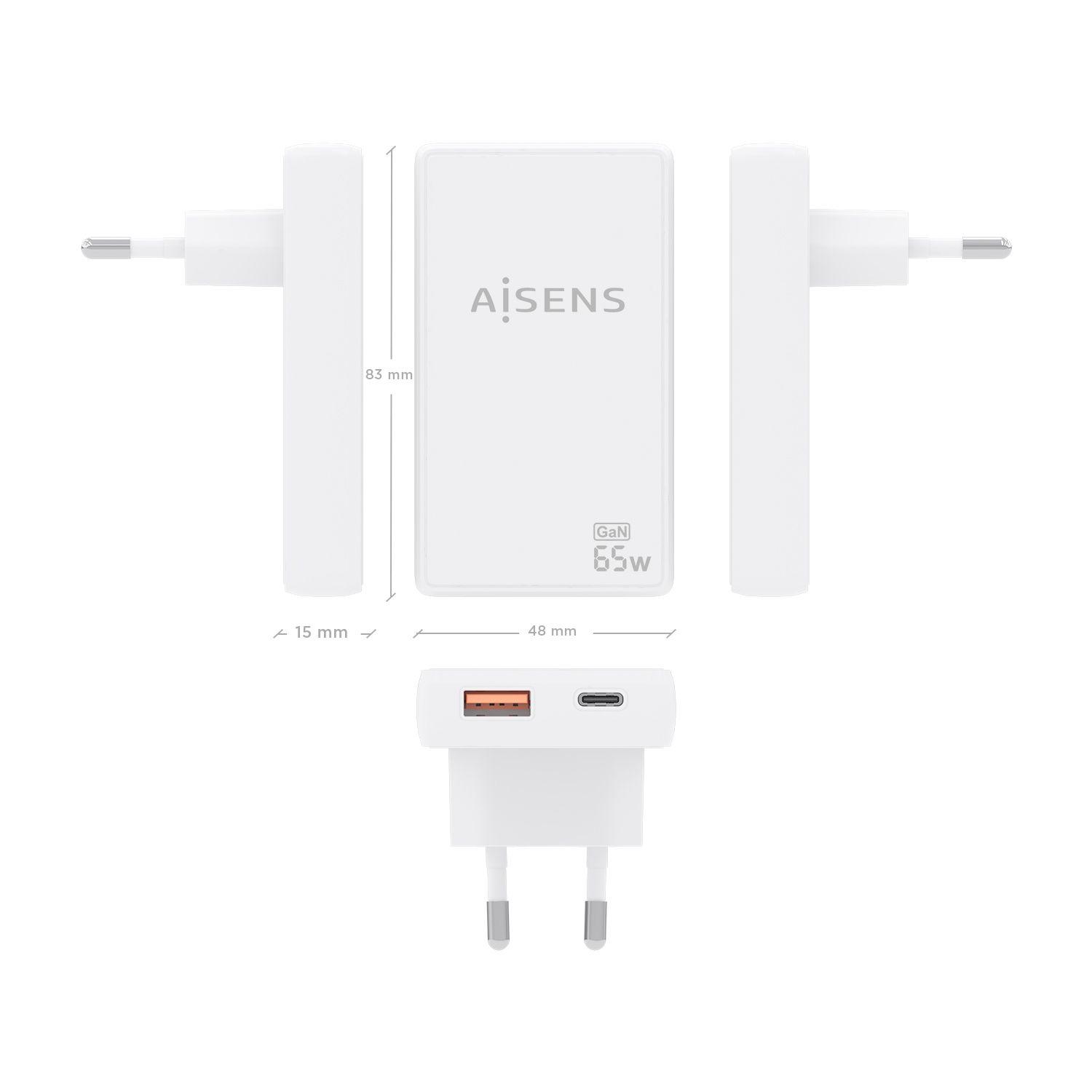 Carregador de Parede AISENS ASCH-65W2P076-W (65 W - Branco), miniatura 4