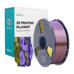 Filamento SUNLU PLA+ Silk TC B Go Pu (Preto, Dourado e Roxo)