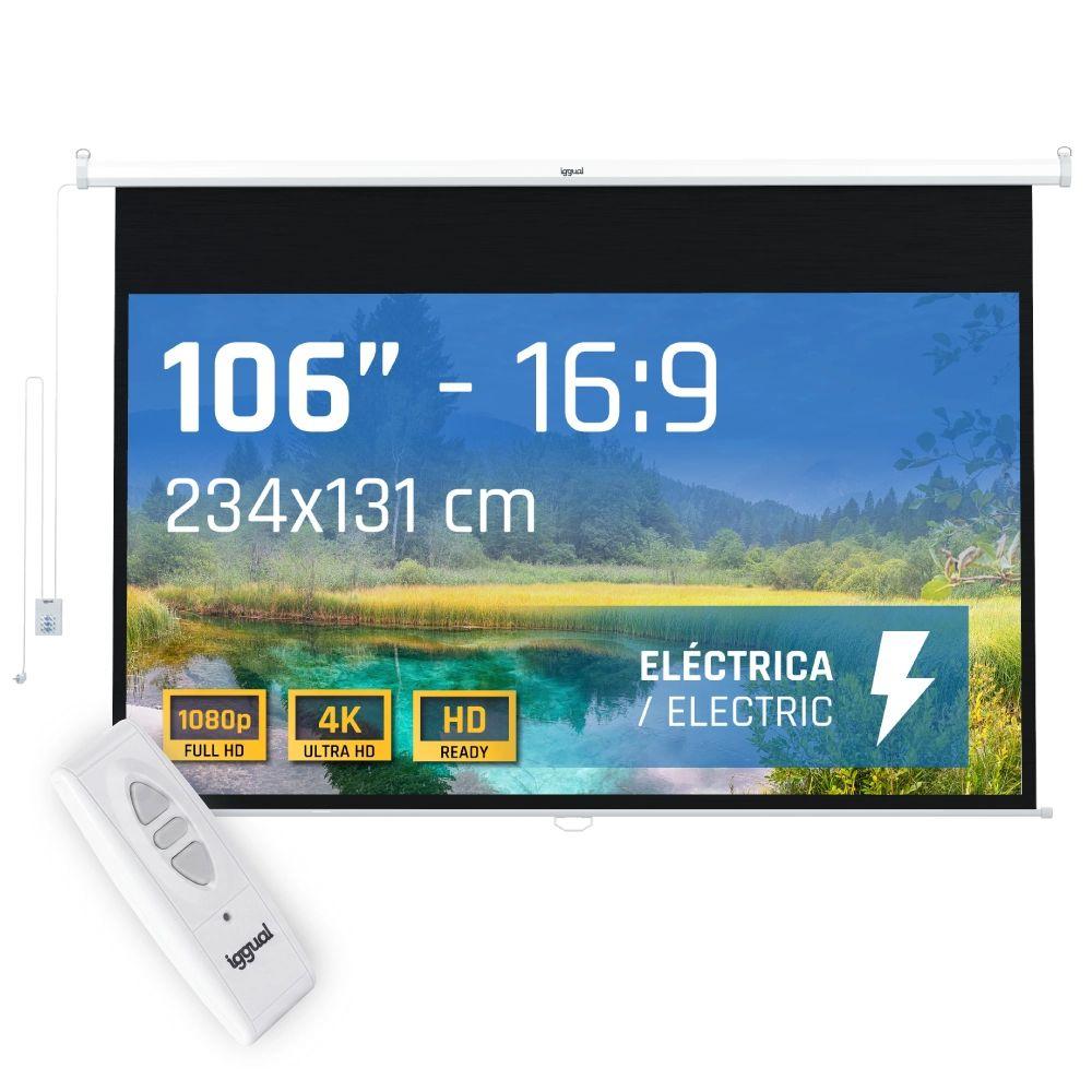 Ecrã de Projeção Elétrico IGGUAL PSIPS234 (2,69 m - 106" - Branco e Preto)