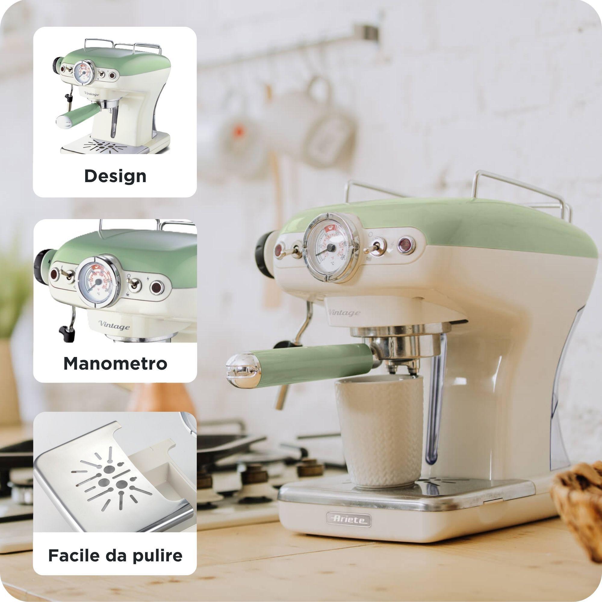 Máquina de Café Expresso ARIETE 1389/14 (Café moído e doses individuais - 850 W - 15 bar - Bege/Verde-claro), miniatura 3