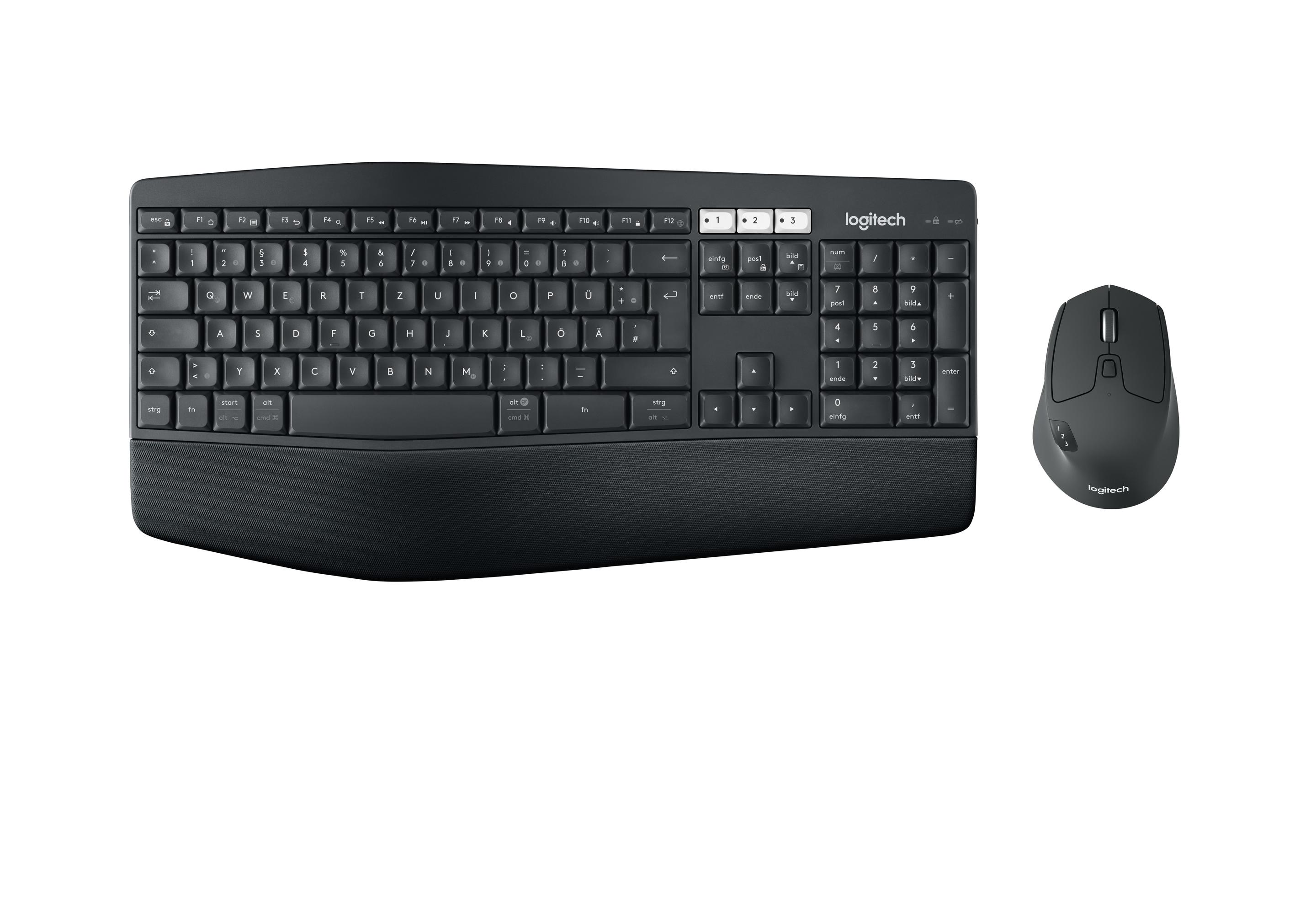 Teclado e Rato LOGITECH MK850 Performance (Suíço - Tamanho completo - RF Wireless + Bluetooth - Preto)