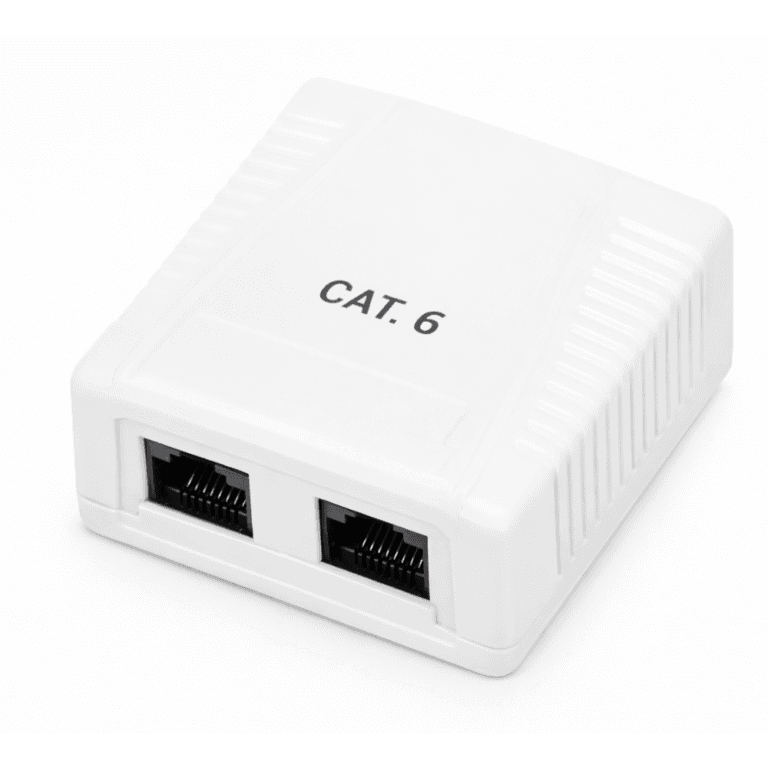 Caixa de Montagem de Superfície PHASAK PHK 1012 (2 x RJ45 fêmea - Conectores Keystone padrão - Branco)