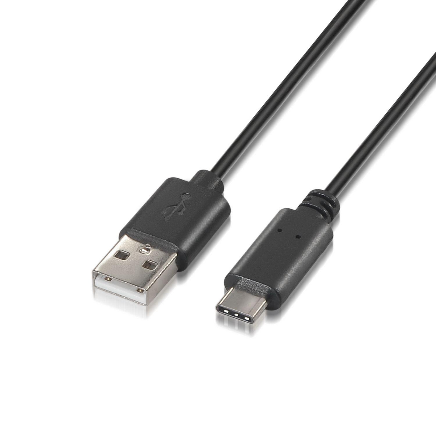 Cabo USB-C AISENS A107-0051 (1 m - USB-C - USB-A - Preto)