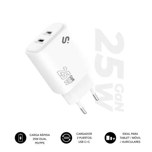 Carregador de Parede GaN SUBBLIM SUBCHG-6G2520 (25 W - GaN - Branco)