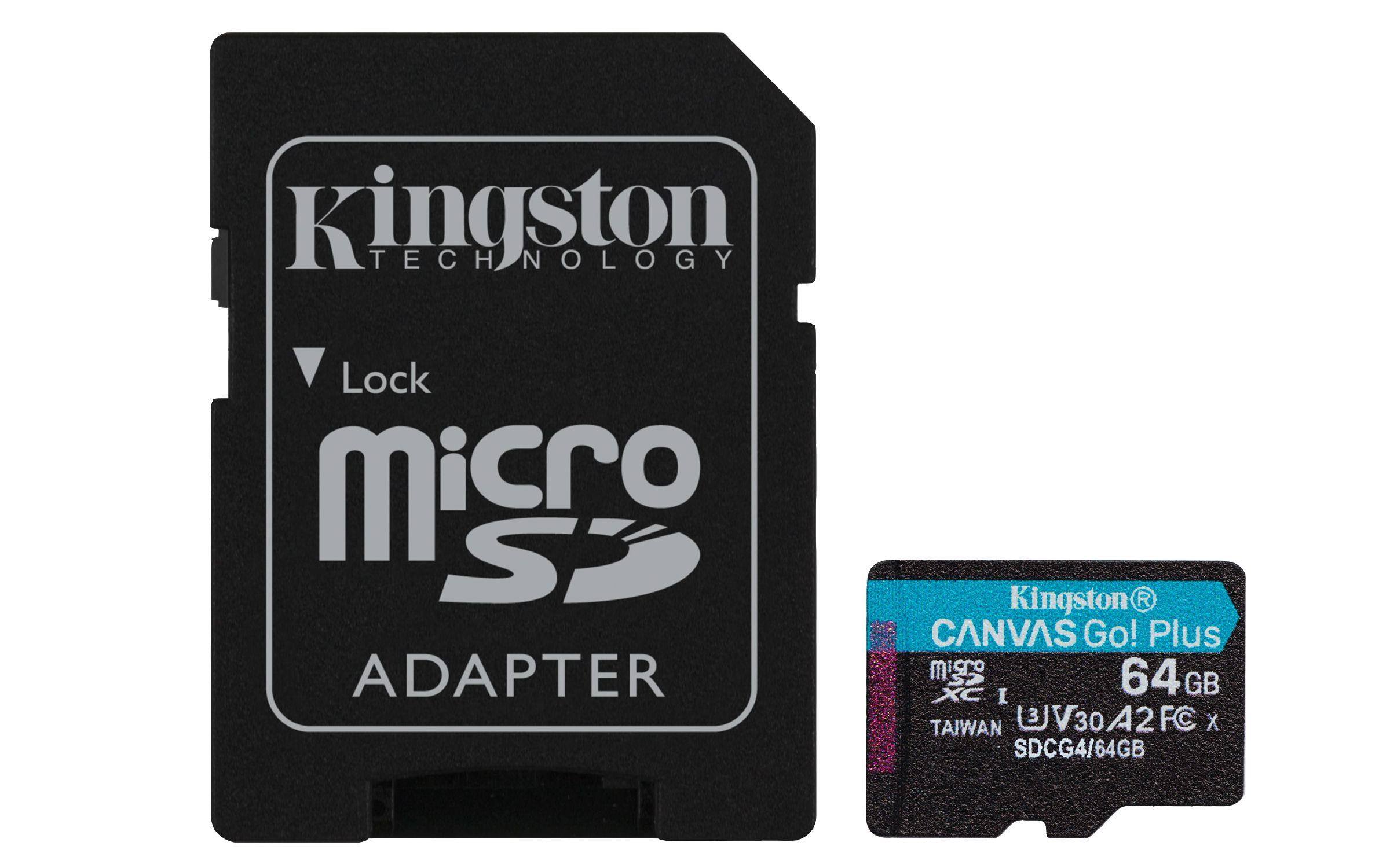 Cartão de Memória KINGSTON Canvas Go! Plus Gen4 (64GB - Classe 10 - 200 MB/s - Preto e Turquesa)