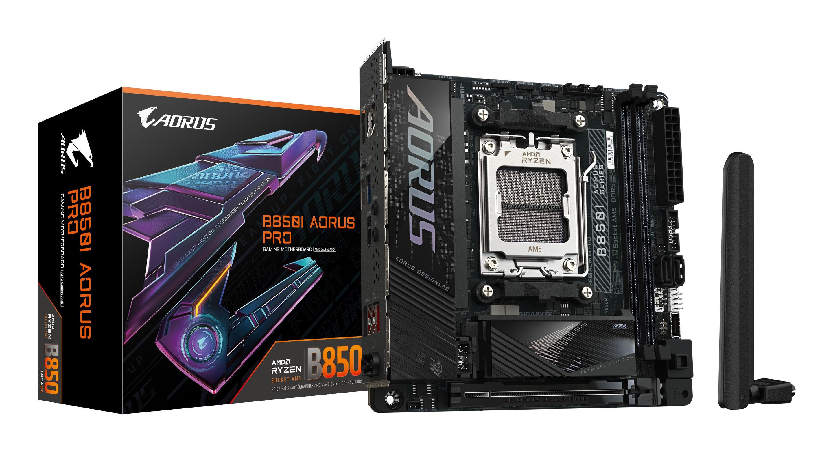 Motherboard GIGABYTE B850I AORUS PRO (AM5 - mini-ITX - Duplo canal - Preto e Castanho)