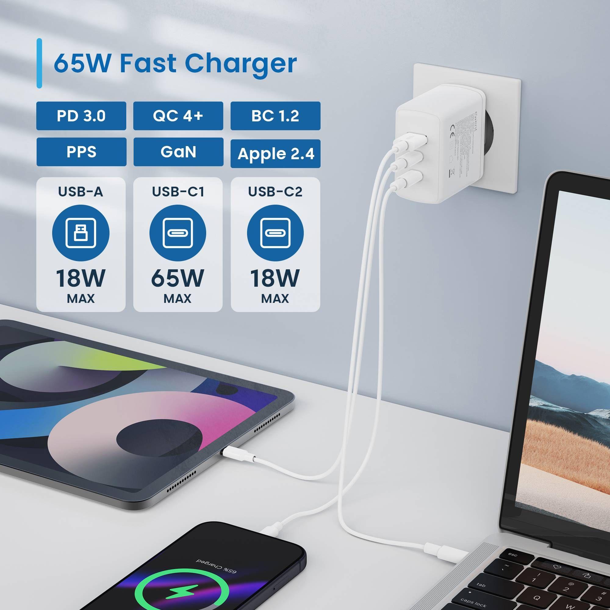 Carregador EWENT EW1333 (65 W - Branco) — miniatura 4
