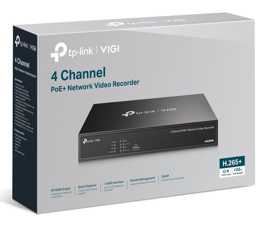 Gravador de Vídeo em Rede TP-LINK VIGI NVR1004H-4P-2TB (4 canais - 2TB - PoE - Preto), miniatura 5