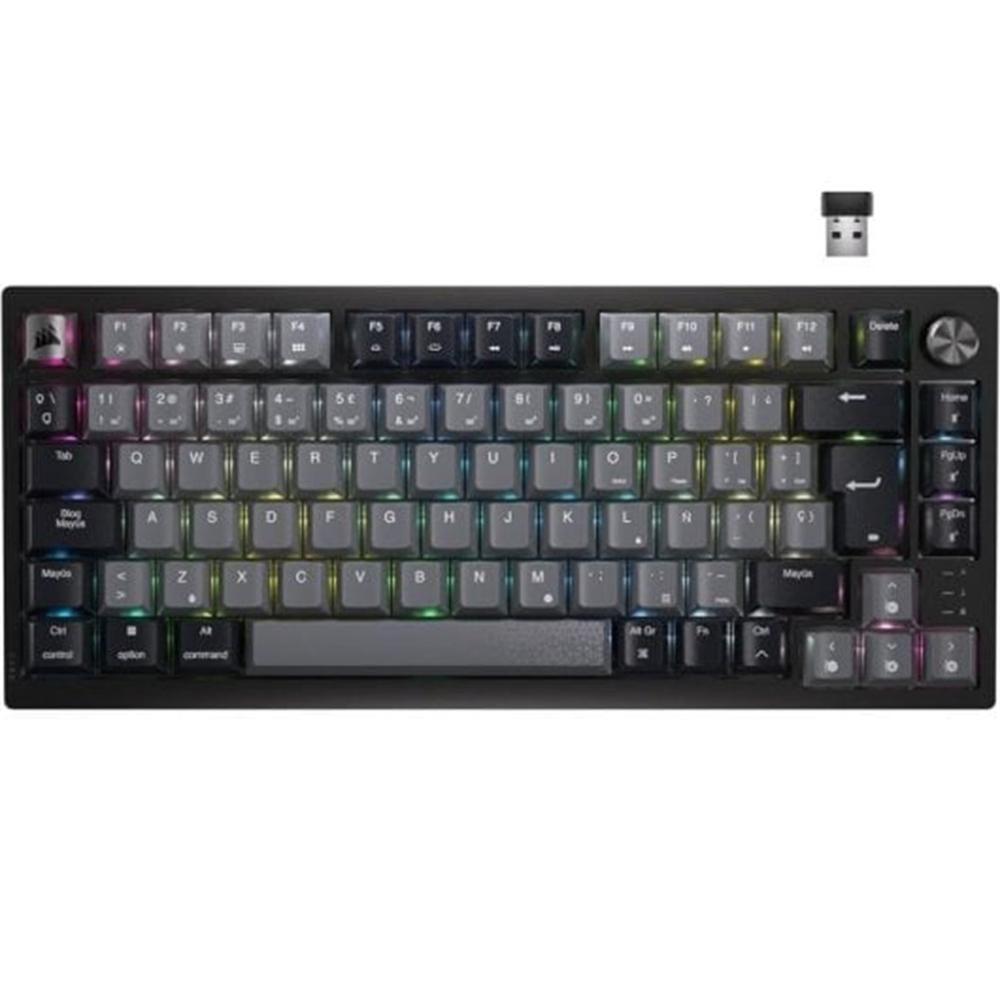 Teclado CORSAIR K65 Plus Wireless (Espanhol - CORSAIR MLX Red - 75% - Preto)