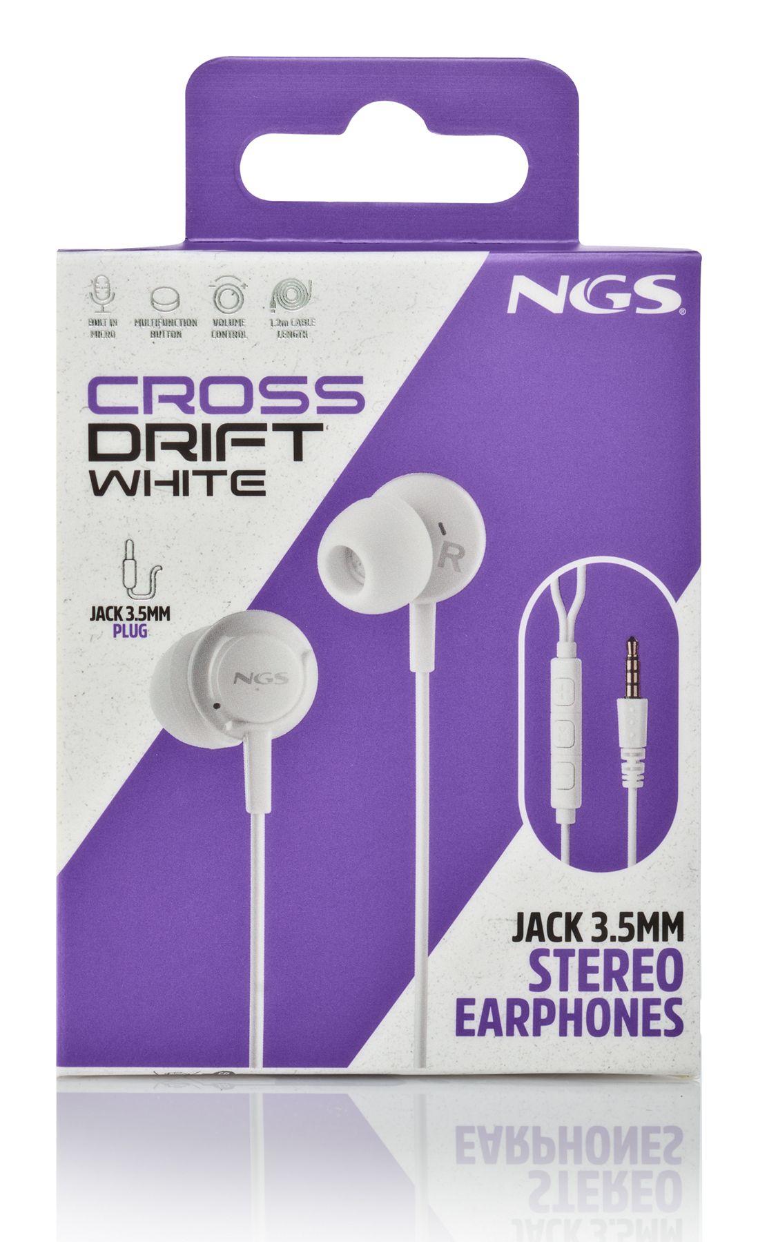 Auscultadores NGS CROSS DRIFT (Binaural - Com fios - Intra-aural - Branco), miniatura 8