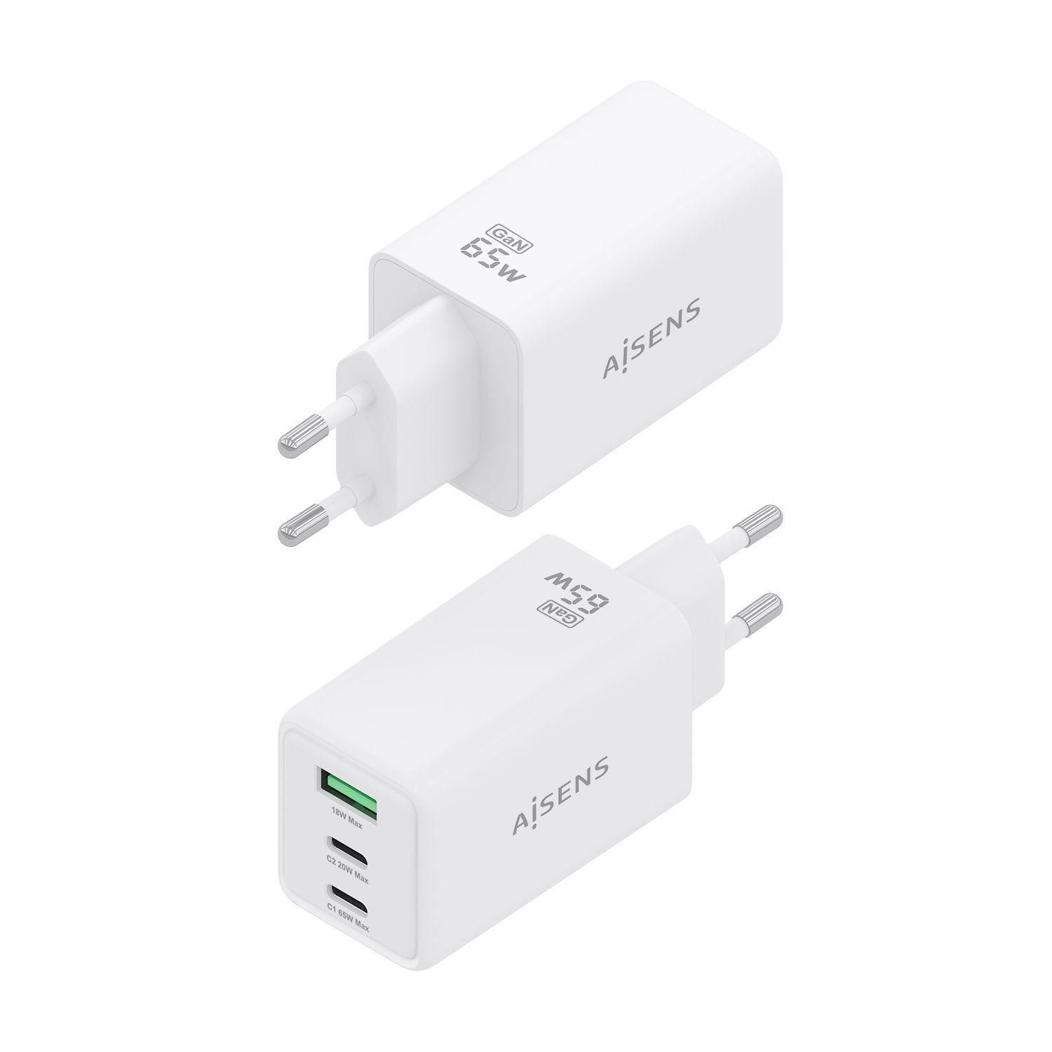 Carregador de Parede AISENS ASCH-65W3P072-W (65 W - 45 W - Tipo C - Branco), miniatura 3