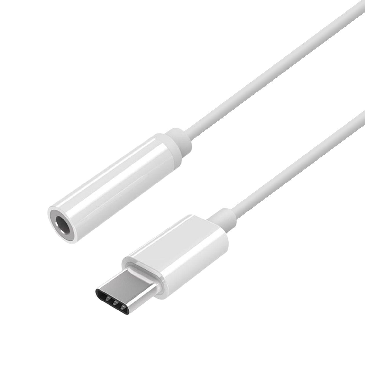 Adaptador USB-C para Áudio AISENS A109-0384 (0,15 m - USB C - 3.5 mm - Branco)
