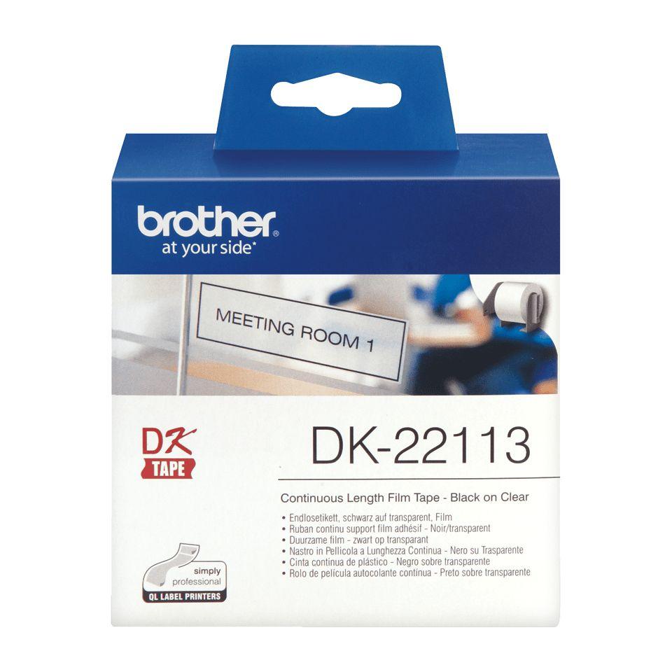Fita Contínua para Etiquetas BROTHER DK-22113 (Preto sobre Transparente), miniatura 2