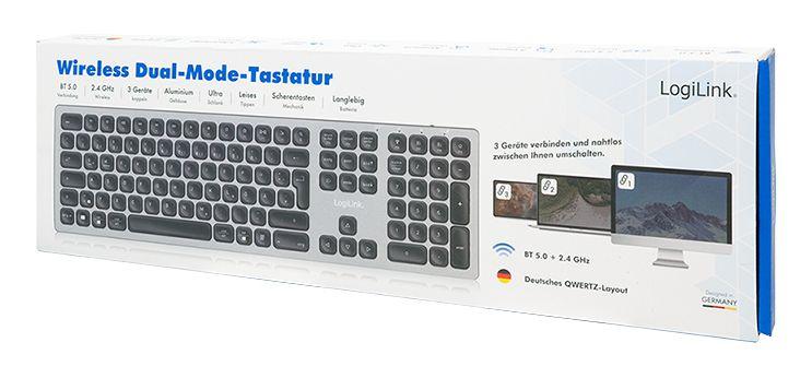Teclado LOGILINK ID0213 (Alemão - Tamanho completo - RF Wireless + Bluetooth - Cinzento) — miniatura 5